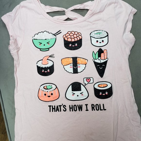 Children's Place Sushi Lovers Tee Shirt  Pink/ Multi  Size 7/8 - Picture 2 of 6